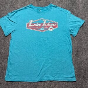 EMI Original Peached Lake Tahoe California Graphic T-Shirt Teal XL